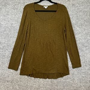 J.Jill Shirt Womens Medium Green‎ Long Sleeve Tshirt Relaxed Fit Boho Casual